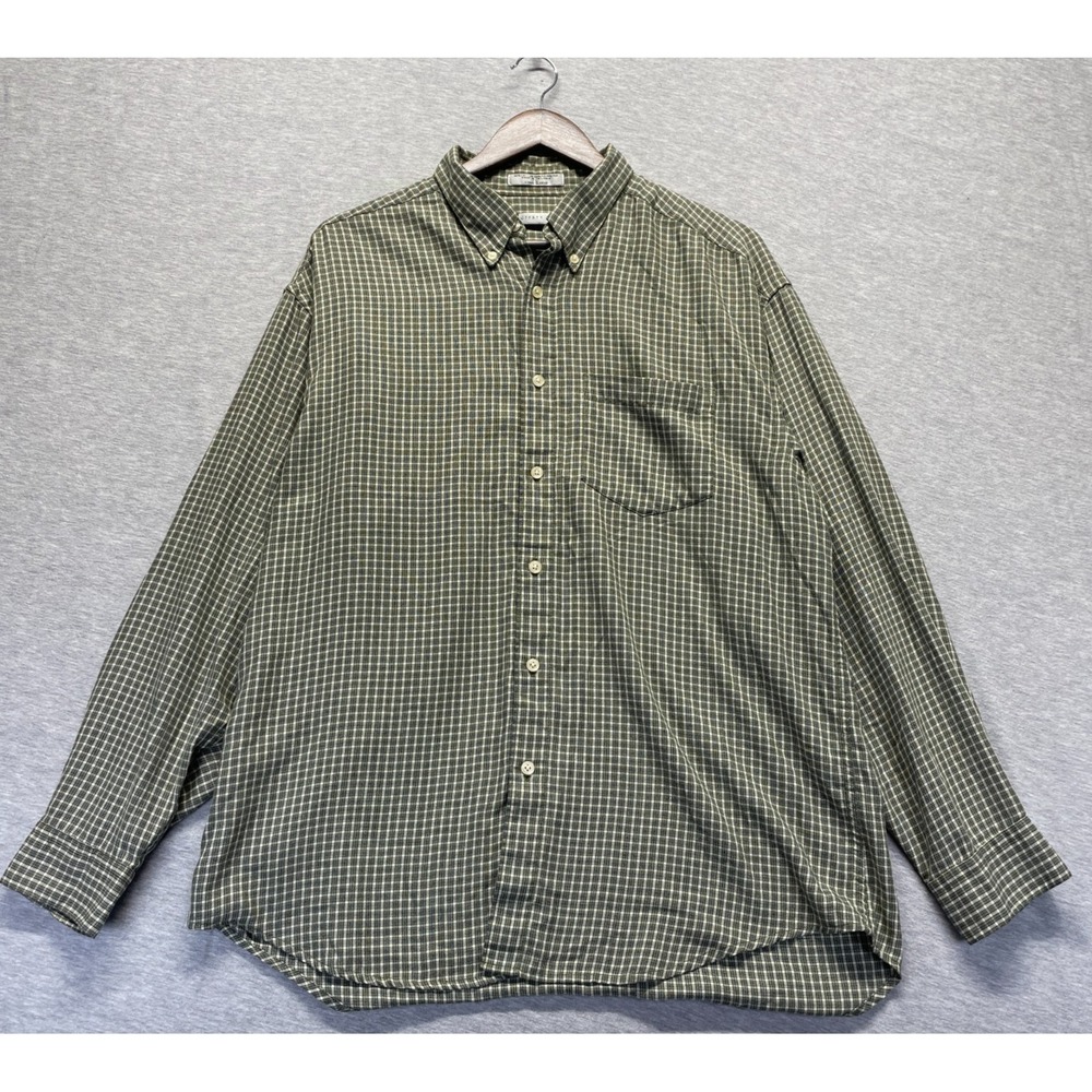 Geoffrey Beene Long Sleeve Shirt Mens Large Green Multi Plaid Cotton Button Down